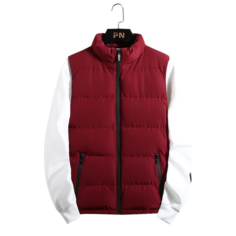 

New cotton vest men's sleeveless jacket Korean version of the trend of slim winter waistcoat warm down cotton vest, Dark blue