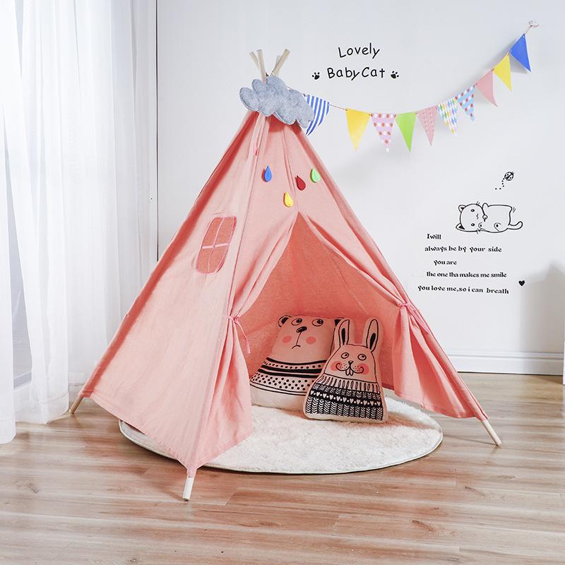 

Style Wooden Support Canvas Tent Children Baby Play House Tent Light Roof Tipi Princess Room Teepee Kids