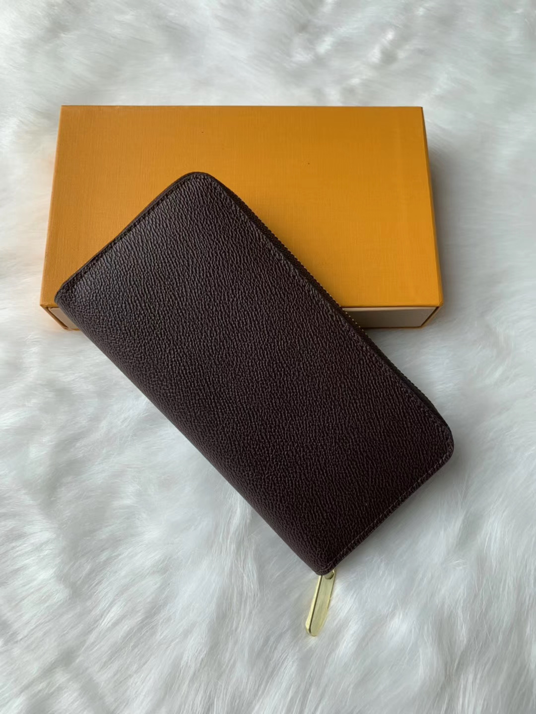 

New style Fashion Men women Zip purse card Holders Wallet Leather long style Coin Pocket with box dust bag, Brown flower