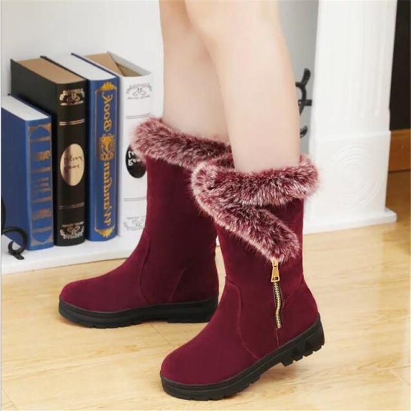 

Russia Women's Plush Velvet Winter Boots For Child Girls Flat With Rubber Snow Boots Female Female Student Non-slip Shoes, Black