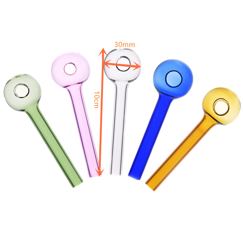 

10cm 30mm ball Colorful Pyrex Glass Oil Burner Pipe tobcco herb glass oil nails Water Hand Pipes Smoking Accessories