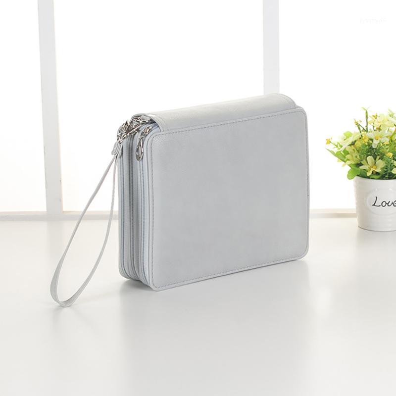 

168 Slots PU Leather With Zipper Pen Bag Multifunctional Office Solid School Supplies Pencil Case Large Capacity Sketch Storage1