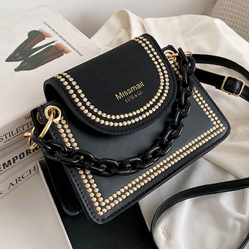 

Contrast Color Thick Chain Small PU Leather Crossbody Bags For Women 2021 Summer Shoulder Cross Body Bag Fashion Ladies Handbags, Pink