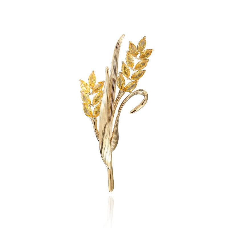 

Sparkling Gold Wheat Brooches For Women Men Crystal Yellow Fashion Wedding Banquet Brooch Gift Scarf Pins Broche femme bijoux