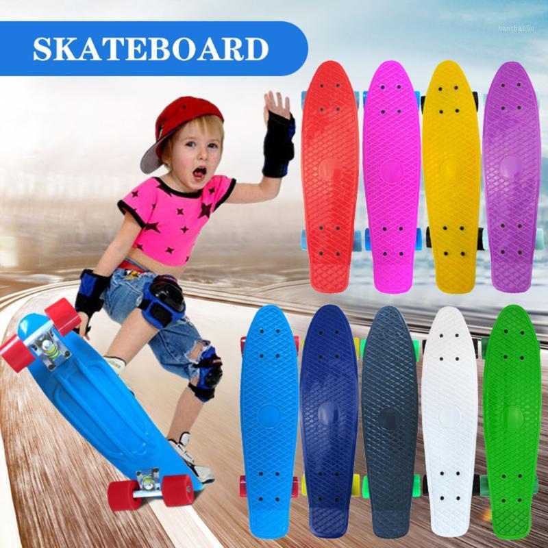 

Kids Beginners Fish Skateboard Mini Board Outdoor Sport Street board longboard Complete Skateboards Kick Skate Boys Girls1, Blue