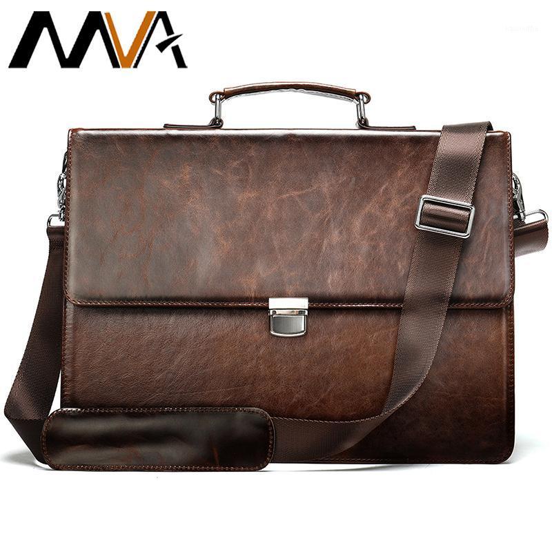 

MVA Men's Leather Bag Business Men Briefcase Bags for Documents Vintage Shoulder Bags Briefcase Man Laptop Bag For 14 Inch 85821, 8582f3coffee