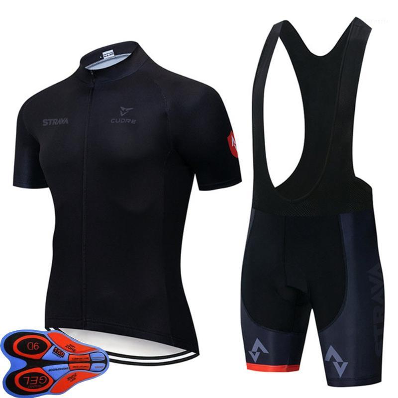 

2020 STRAVA Black Cycling Jersey Quick-Dry bib shorts Set 9d pad Ropa Ciclismo uniformes Maillot MTB Bike Clothing SportsWear A71, 13