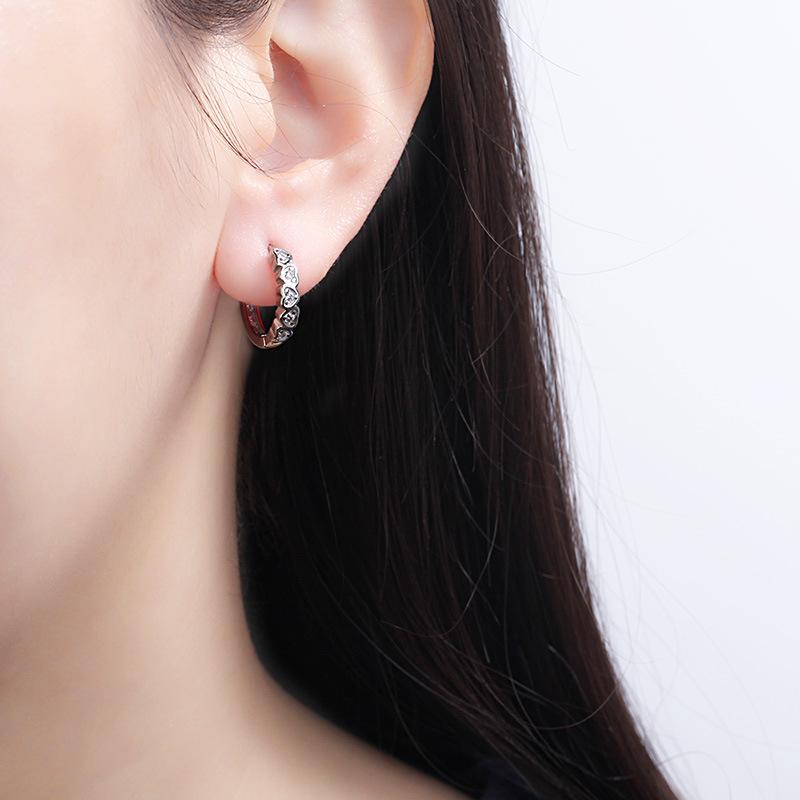 

Hoop & Huggie Cute Love Heart Earrings Cubic Zirconia Romantic Rose Gold Tiny Huggies Trendy Earring Round Accessories Gifts For Women, Golden;silver