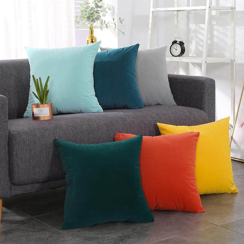 

Super Soft Velvet Cushion Cover Candy Color Decorative Throw Pillow Case Luxury Sofa Seat Pillow Cover 30x50/40x40/45x45/50x50cm, Model 2