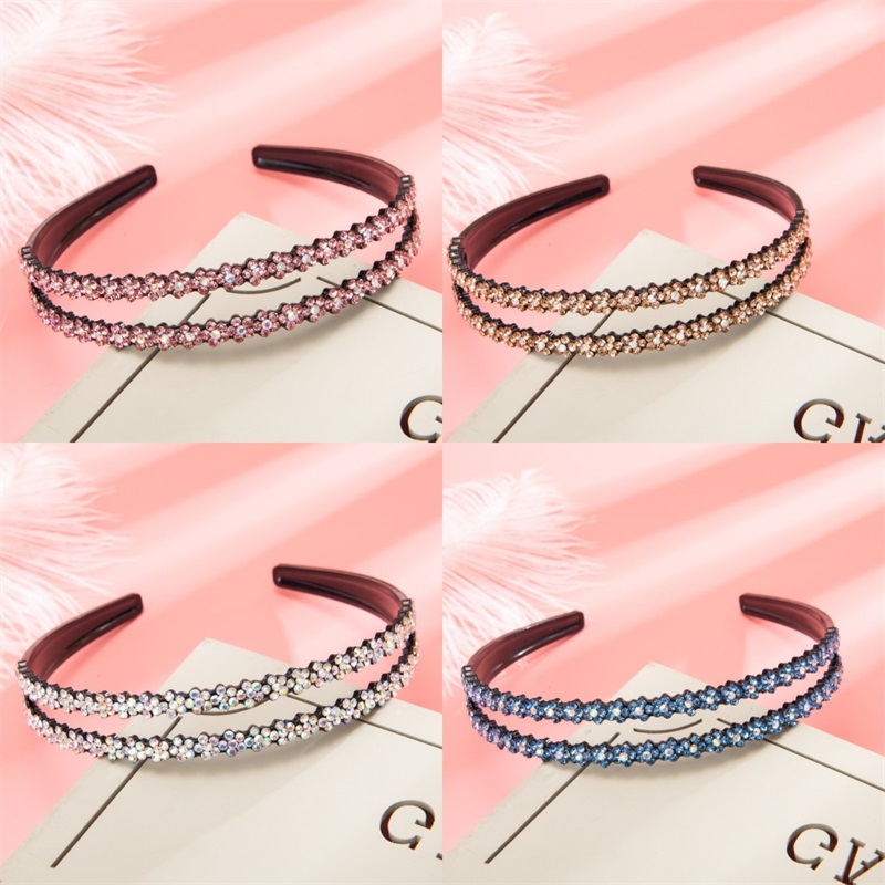 

Rhinestone Crystal Headbands Hoop Double Row Belt Teeth Non Slip Hairpin Women Resin Headwear Hair Accessories Gifts Beauty 4 3yy M2