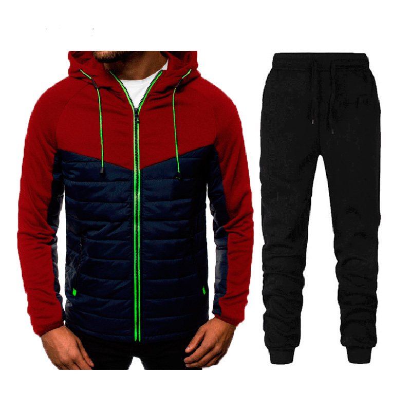 

Winter autumn hoodie + pants 2 parts defines 2020 new men in with zipper hoodies sportwear male casual suit wear my238 MPPP, Red.