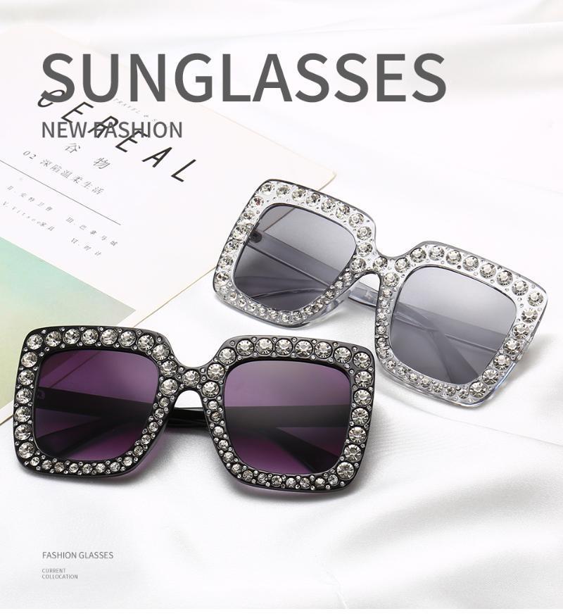 

Sunglasses Crystal Stone Rhinestone Oversized Square Diamond Women Gradient UV400 Glasses1
