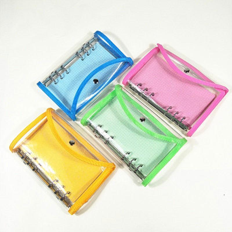 

2020 Original A6 Pink Blue Green Yellow PVC Transparent Loose leaf Binder Notebook Cover Diary Planner Schedule Stationery1