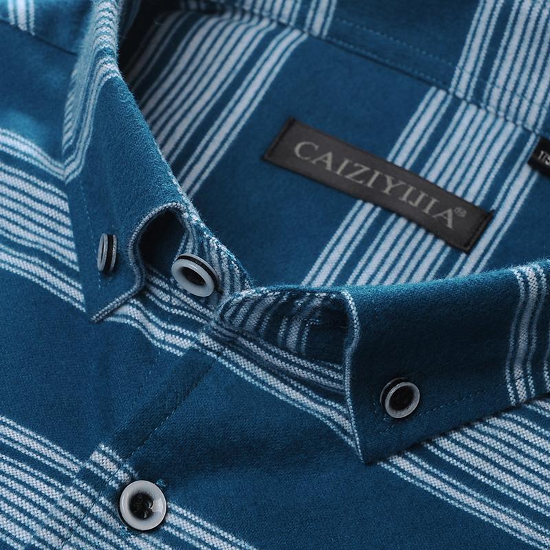 

CAIZIYIJIA 100 Cotton Long Sleeve Winter Dress Shirt Men High Quality Camisa Masculina Social Striped Shirt Business Dress, Cz3732