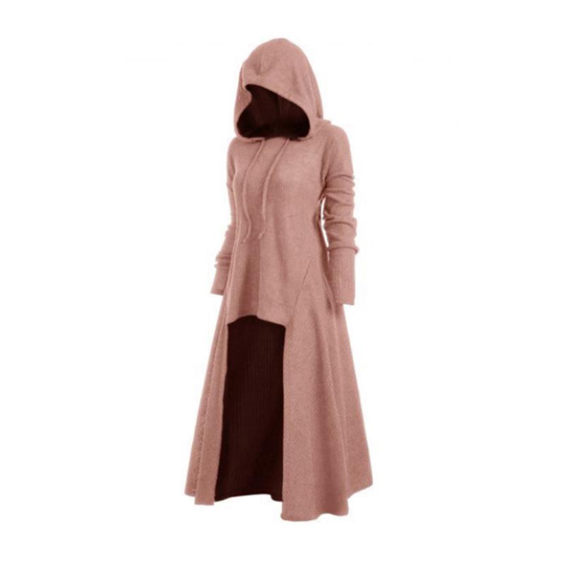 

Autumn Women' Long Hooded Coat Solid Elasticity Irregular Dress Europe Clothing Slim Fit Plus Size 5XL Vintage Female Outwear, Black