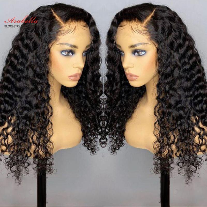 

Deep Wave Lace Frontal Wig Human Hair Closure Wig Glueless 180 Density Remy Hair Lace Closure With Baby For Black Women, As pic