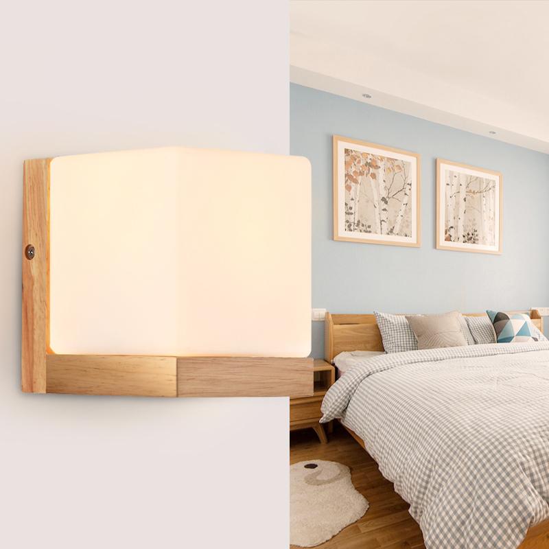 

Modern Light Sconce Bedroom Bedside Lamp Aisle Wood led Lamp Chinese Living Corridor Light Hotel Creative Wall Lamps Wood Lights