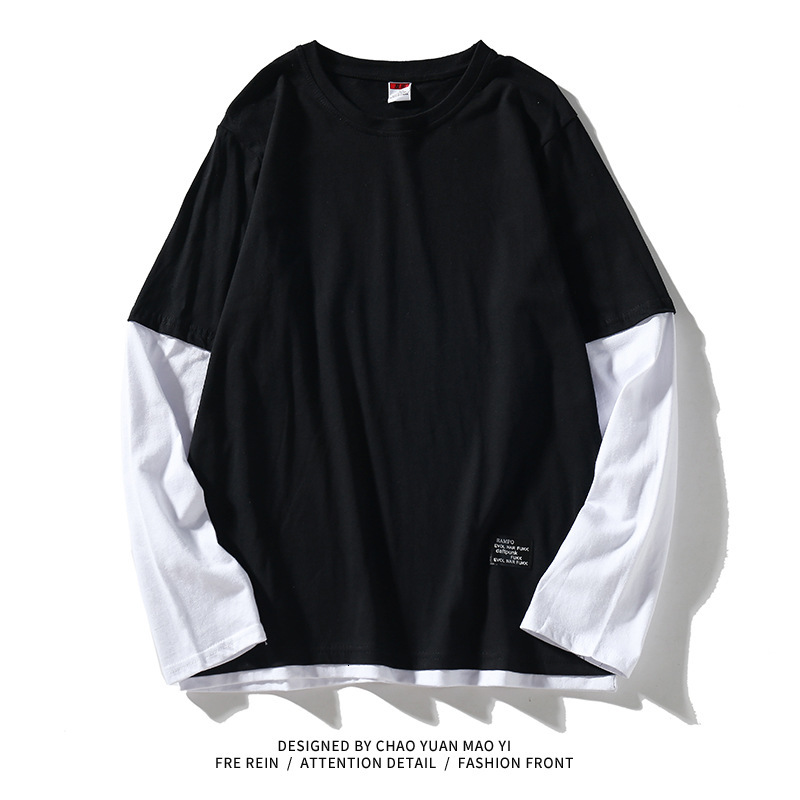 

2021 New High Quality Autumn Fashion Spring Two-piece Shirt the Neck of Men in Long T-shirt for Man Top Tees RD01, Asian size 16 yct a