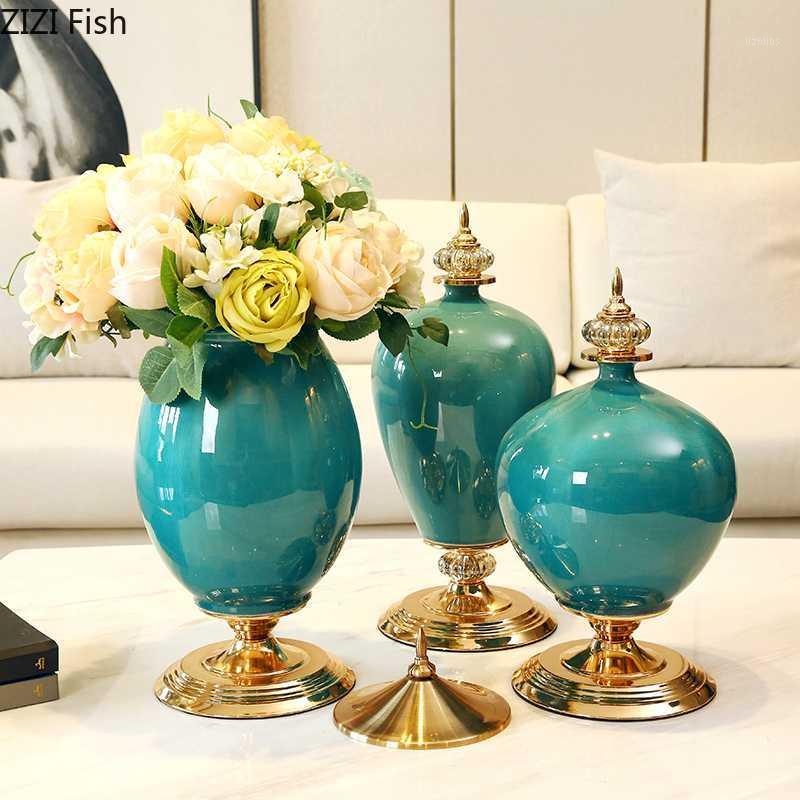 

American Ceramic Vase Decoration Living Room Flower Arrangement Simulation Fake Flower Modern Minimalism Creative Home Crafts1