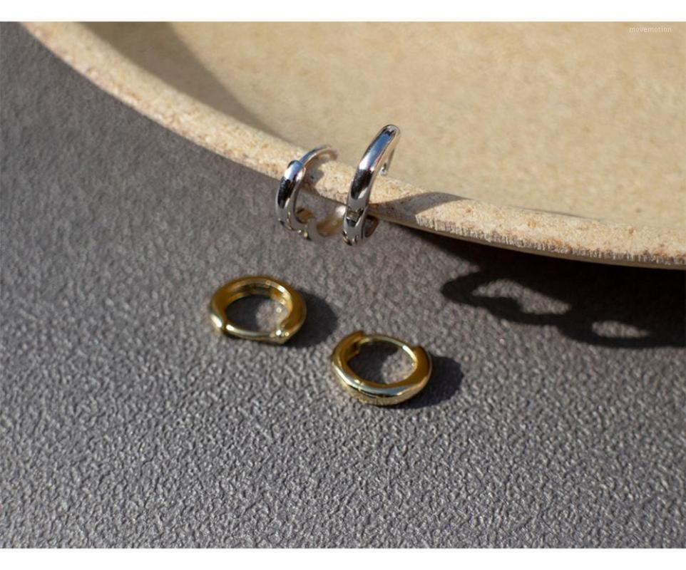 

925 Sterling Silver Earring Stylish Glossy Neutral Round Ear Ring Ear Bone Buckle Simple Wild Boy Girl Silver Jewelry1