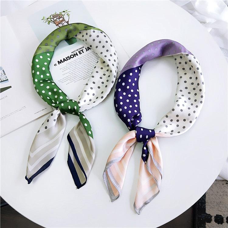 

Women's Polka Dot Small Square Towel Small Silk Female Spring New Fashion Versatile Imitated Silk Fabric Neckerchief Scarf