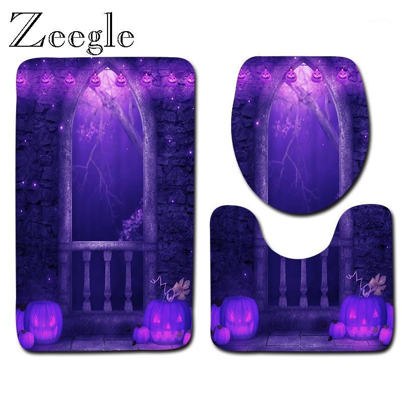 

Zeegle 3pcs Bath Mat Set Halloween Mat for Bathroom Decoration Flannel Anti Slip Bath Rug Bathroom Product Modern Area Rug1