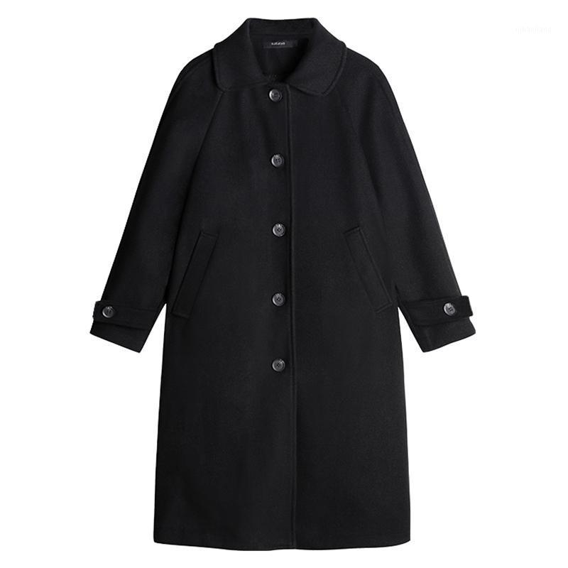 

Hepburn style high-end coat black coat female autumn and winter 2020 new Korean version of the small 1001, Beige