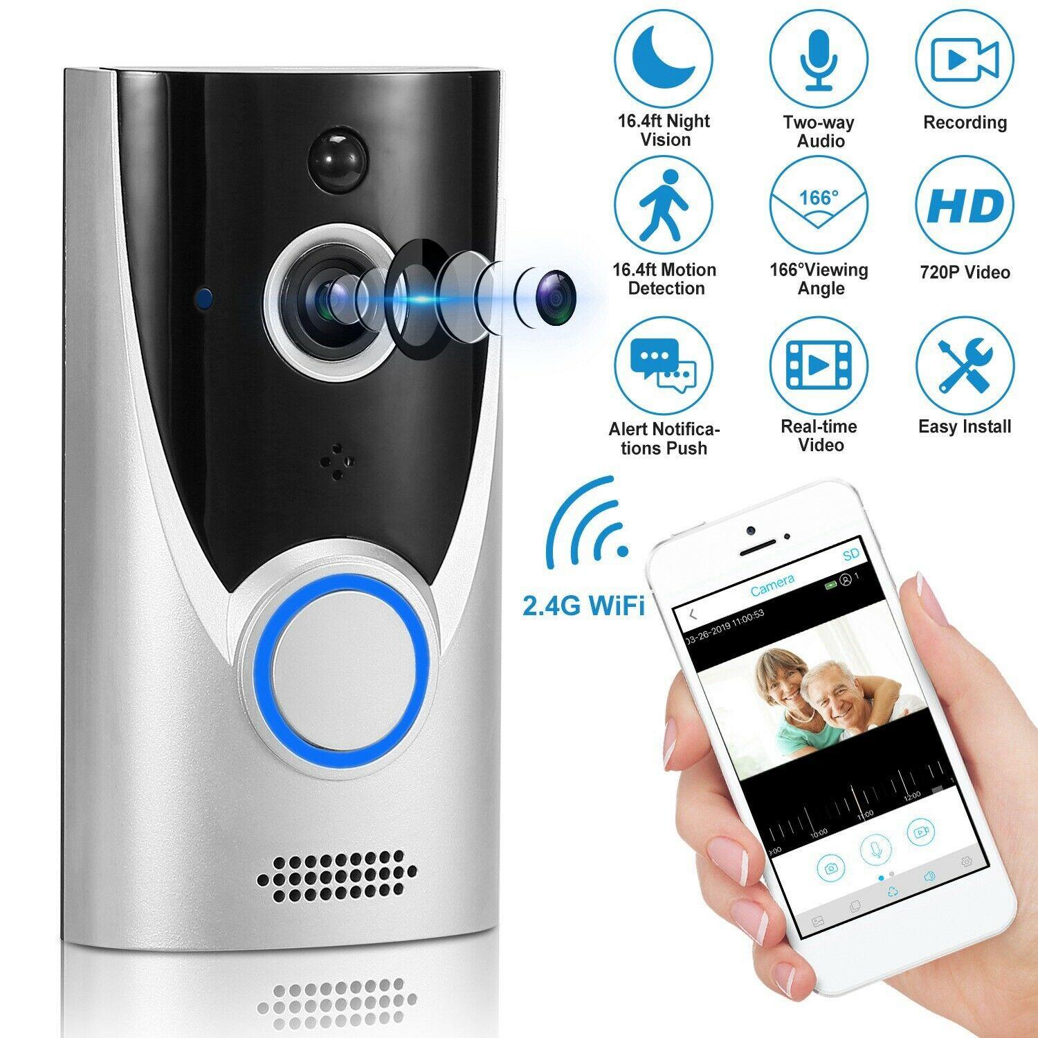 

Wireless WiFi Video Doorbell Smart Phone Door Ring Intercom Security Camera Bell