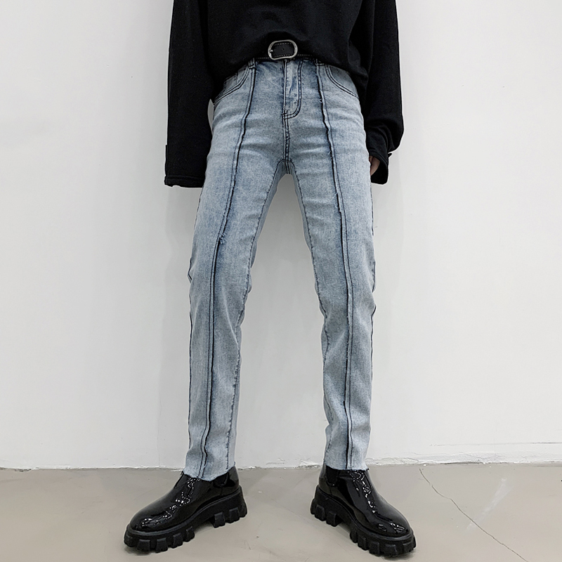 

2021 New Single Winter Skinny-legged Denim Pants Fashion Nine-point Male Jeans. S03U, Black