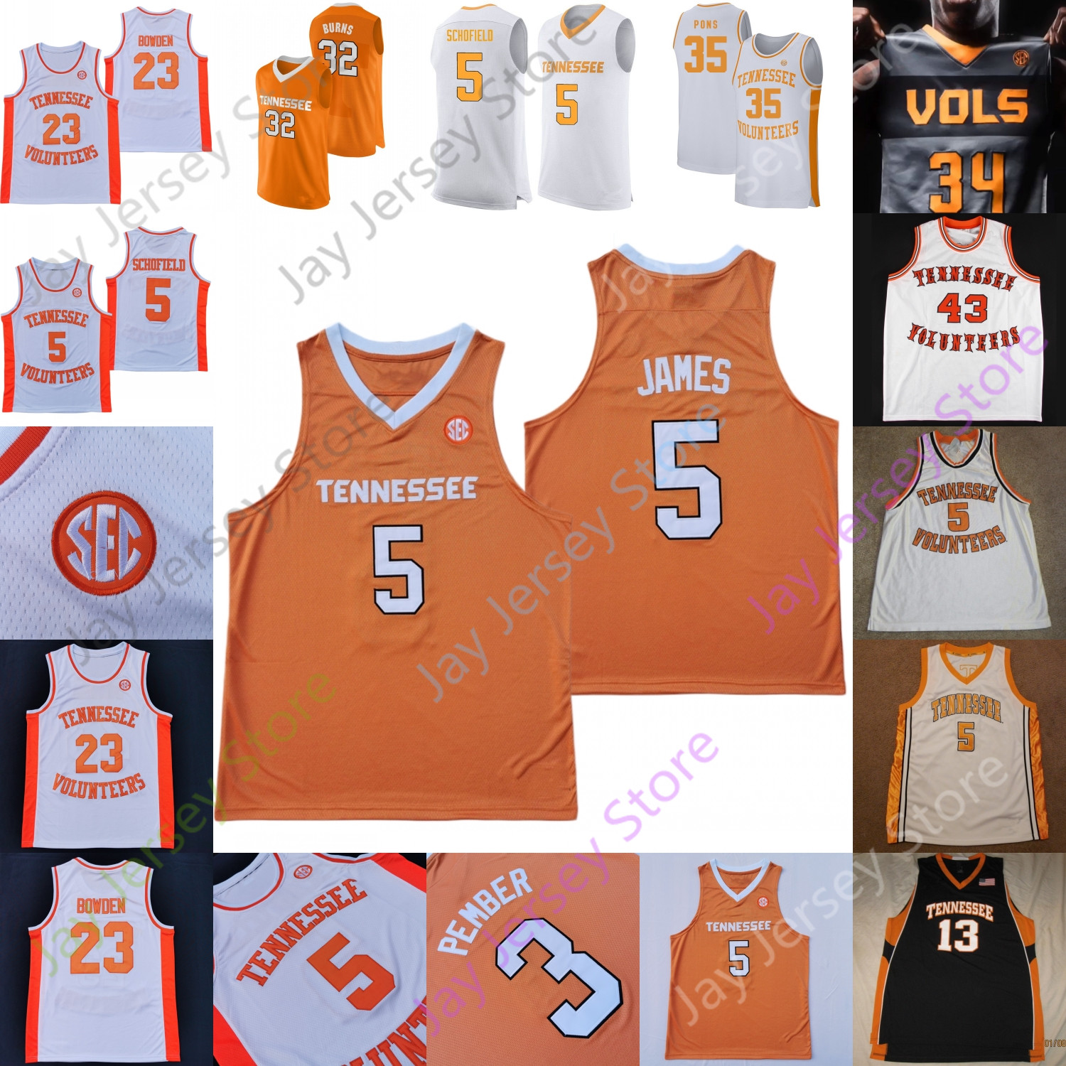 

Custom 2020 Tennessee Volunteers Basketball Jersey NCAA College Jaden Springer Keon Johnson James Corey Walker Jr. Victor Bailey Jr., Black