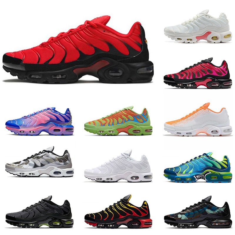 

2021 top quality Tn Plus SE Running Sport Shoes Triple White Worldwide University Red Smoke Grey Brushstroke mens womens Trainers Sneakers, A retro future 40-46