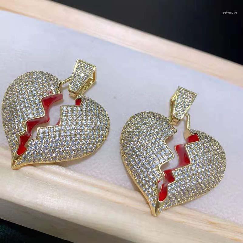 

45X55MM Women's High Quality CZ Micro Hearts shape Pendant,Fashion Style For Woman Christmas Gift 1 Pair1