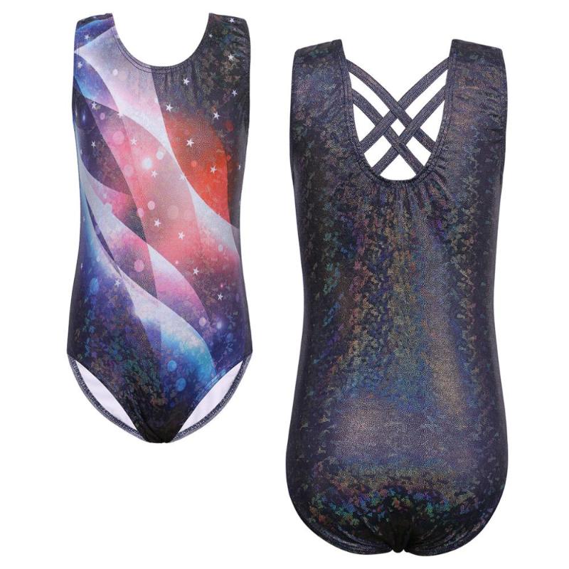

BAOHULU Galaxy Star Print Ballet Leotard for Girls One Piece Sleeveless Gymnastics Bodysuit Kids Dance Wear Practice Outfit, B247 colorfulstar