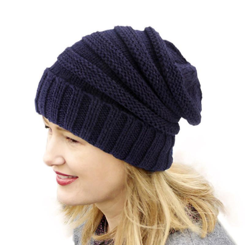 

New Women Knitted Thicken Warm Cap Winter Hats for Women Beanies Hat Female Outdoor Soft Cap, Red
