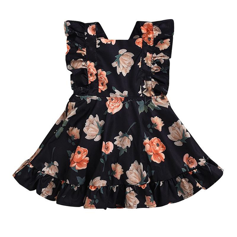 

Summer Casual Cute Infant Kids Baby Girl Summer Solid Color Ruffle Princess Party Dress Clothes