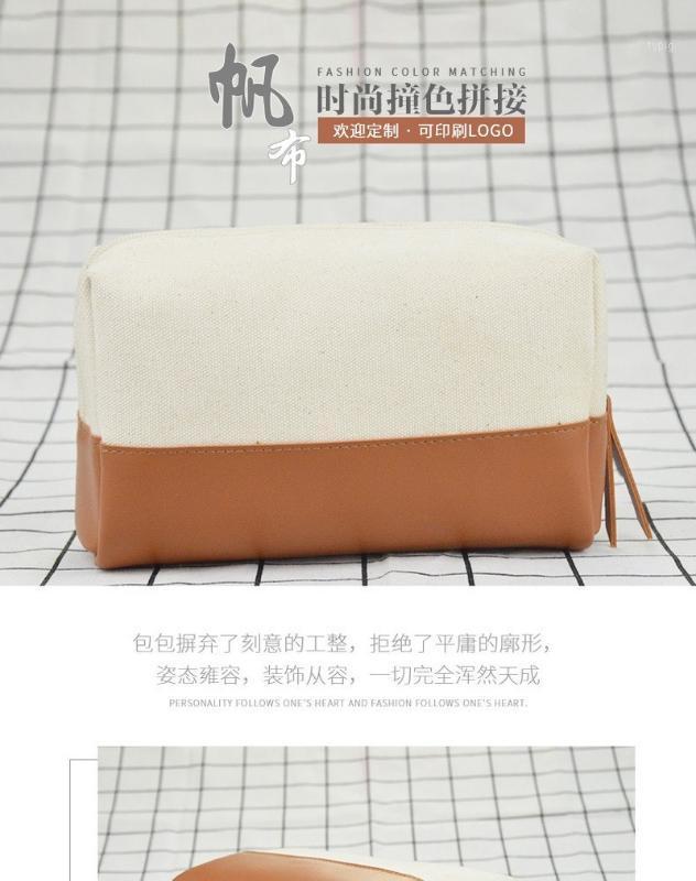 

2020 new ladies canvas cosmetic bag fashion hand fashion storage bag simple casual women's cosmetic1, White