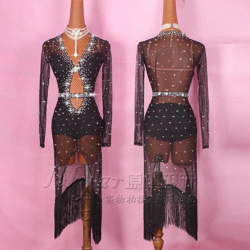 

Latin dance wear dresses costumes dance clothing mesh, As photo