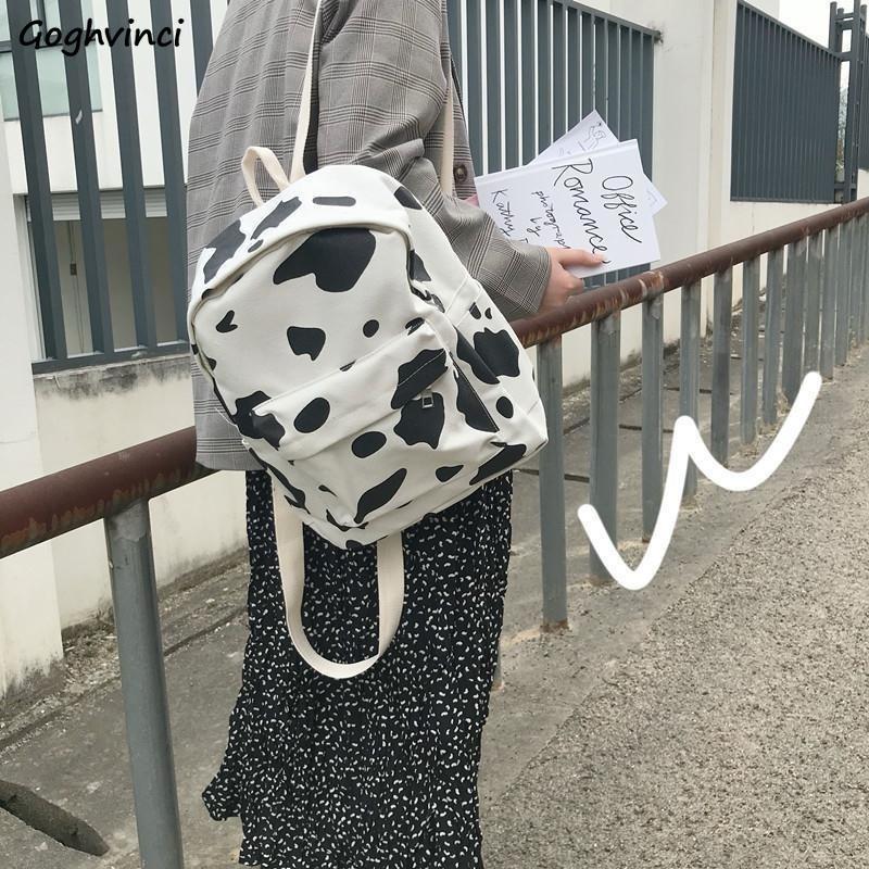 

Backpacks Women Cow Pattern Harajuku Casual Kawaii Sweet Preppy-style Teens Backpack Simple Fashion All-match Ulzzang Girls Bags, Cow-pattern backpack