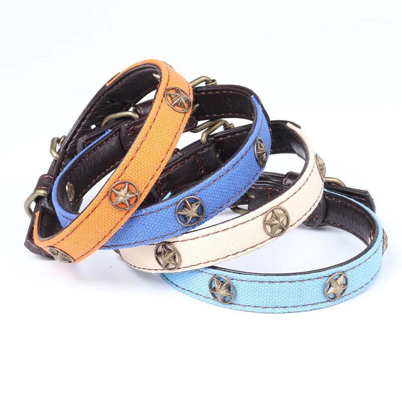 

Pet Leather Collar Personality Solid color Star Badge Pattern Decoration Collar Strong Lock for Kittens Puppies1
