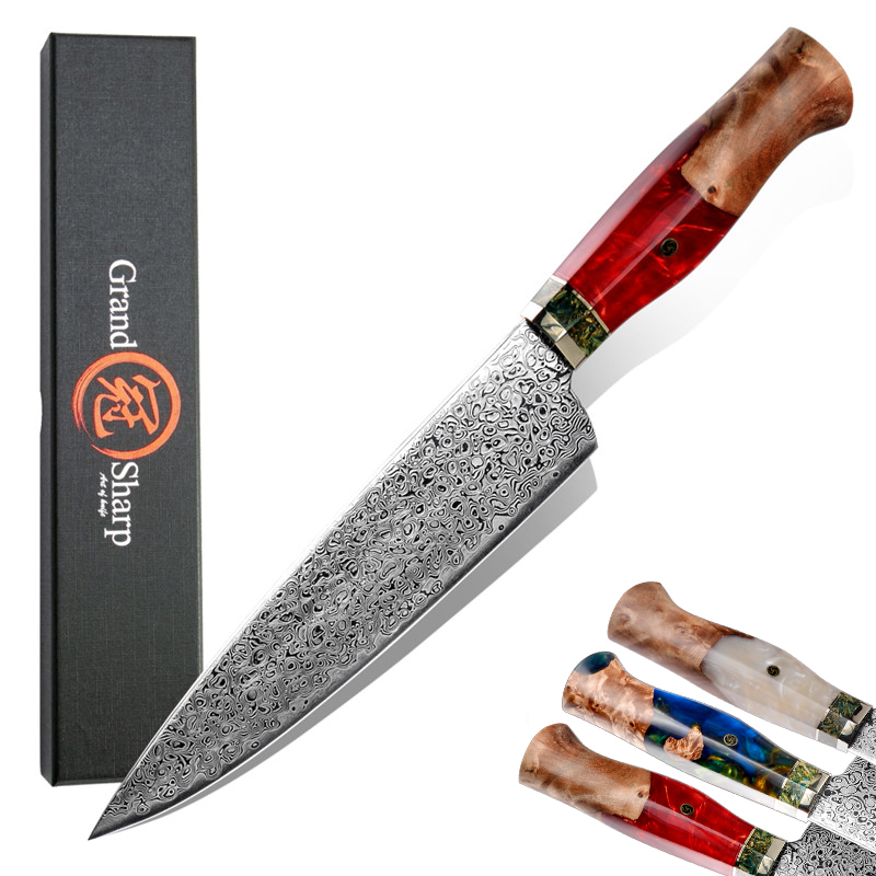 

Grandsharp Japanese Chef Knife Premium Kitchen Cooking Tools 67 Layers VG10 Damascus Stainless Steel Wooden Handle Cookware Gift