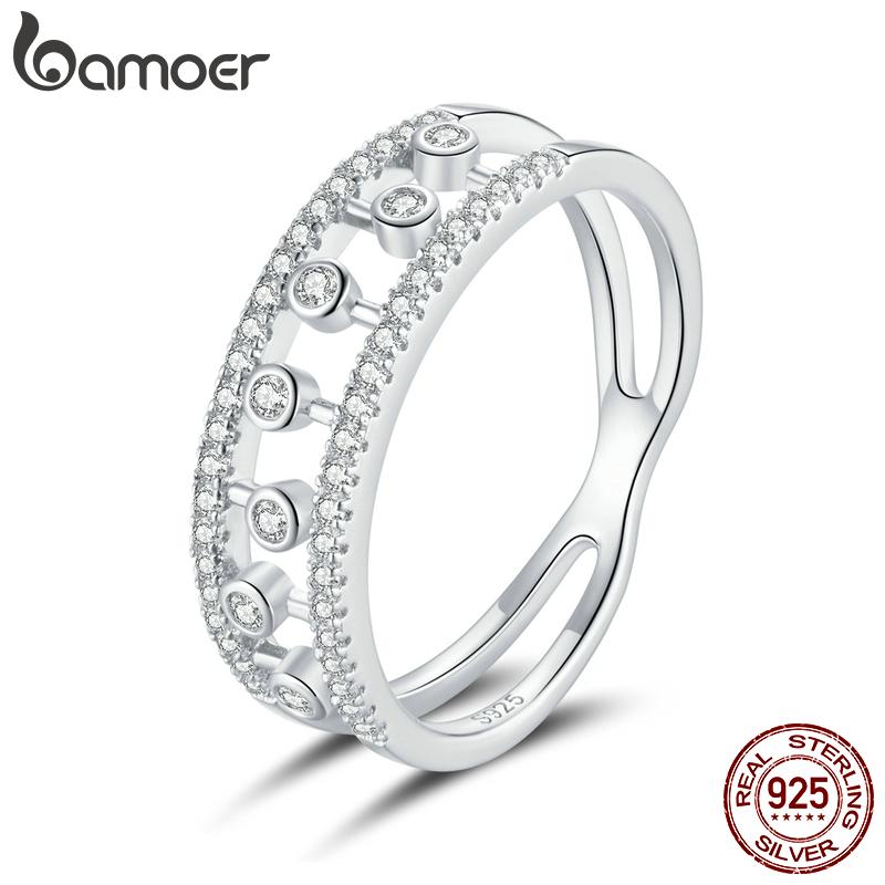 

bamoer Bubble Ring Finger Rings for Women 925 Sterling Silver Retro Engagement Wedding Jewelry Fashion Accessories GXR688