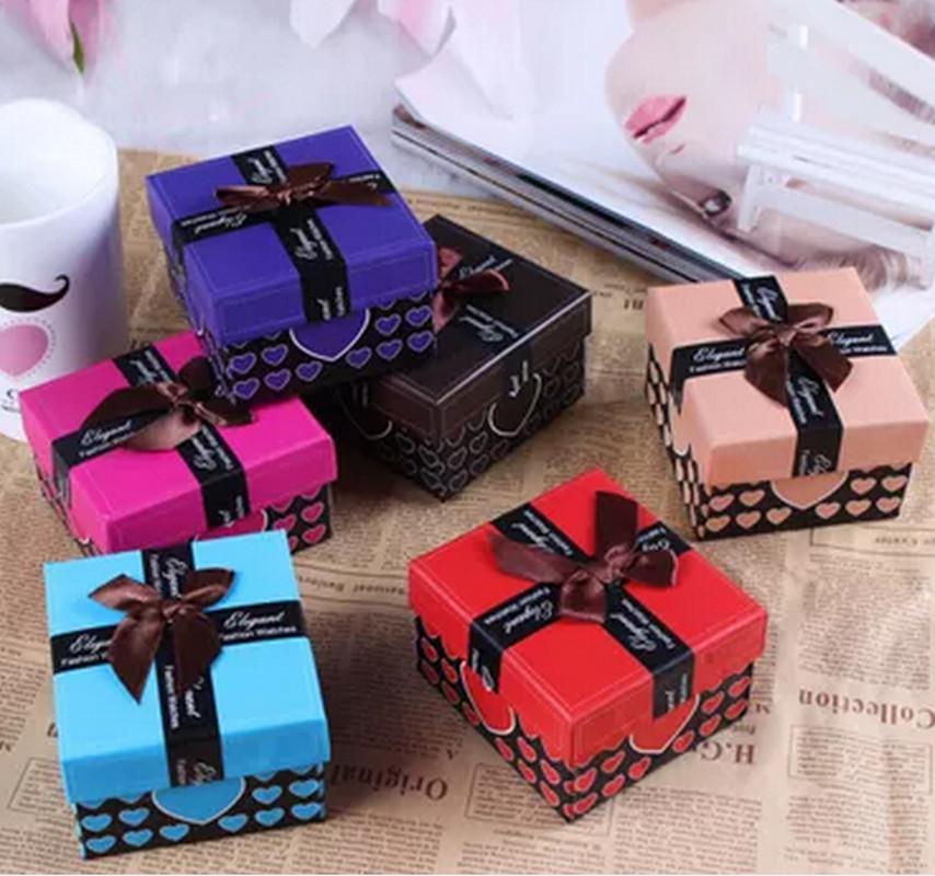 

Gift Wrap Fashion Watch Box Boxes For Packing Paper Red Case Jewelry Watches Wholesale 6pcs/lot