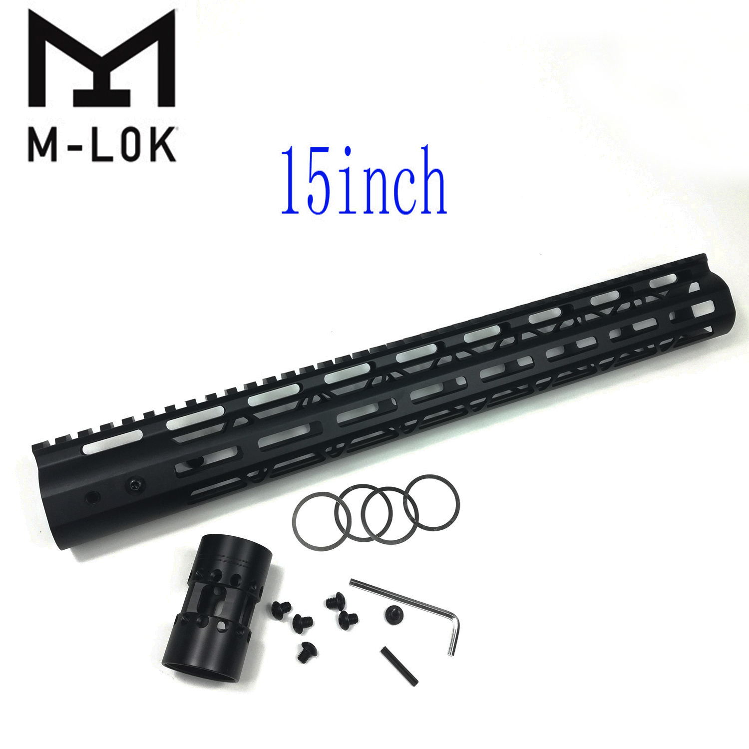 

High quality 15 Inch M-Lok Handguard Rail Free Float Ultralight Design Steel Barrel Nut Black Color