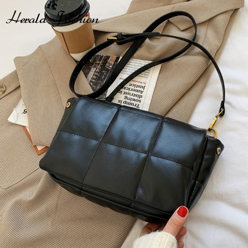 

2021 New Fashion High Quality PU Leather Women's Designer Shoulder Crossbody Bag Lady Chain Lattice Totes Handbags, Black