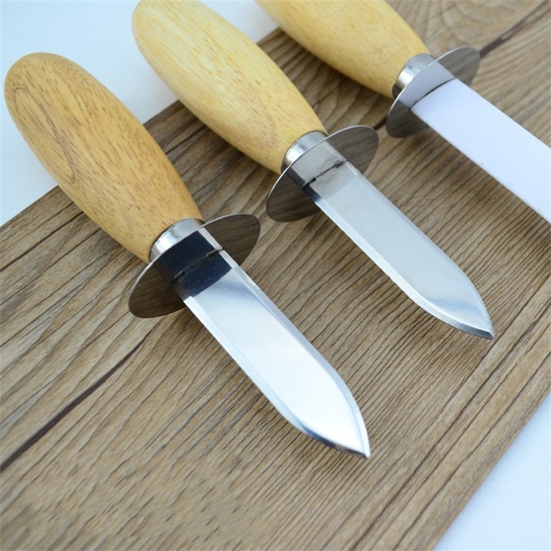 

High Quality Oyster Knives With Thick Wood Handle Stainless Steel Seafood Pry Knife Kitchen Food Utensil 2 5ty E1