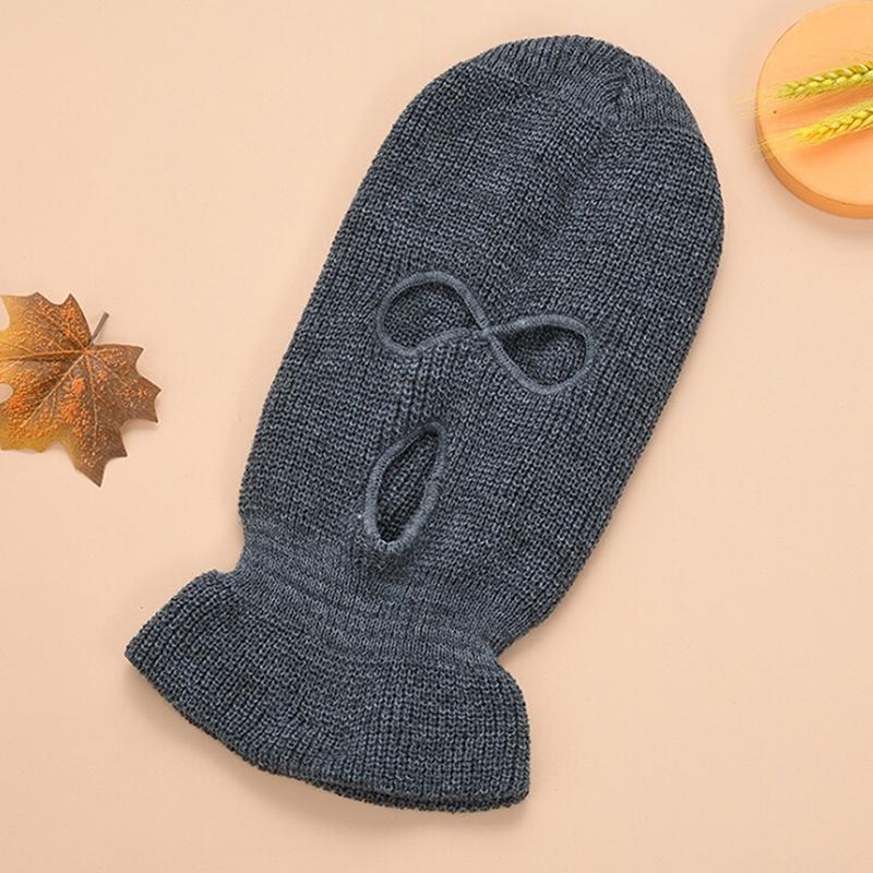 

Full Face Cover Hats Three 3 Hole Balaclava Knit Hat Army Tactical CS Winter Ski Cycling Hats Beanie Hat Scarf Warm Face Covers, Red