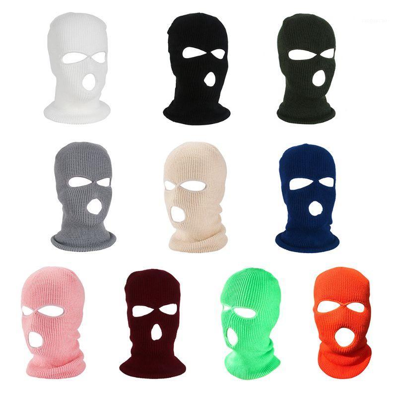 

3-Hole Knitted Full Face Cover Ski Winter Warm Cycling Neon Solid Color Balaclava Mask Hat Halloween Party Cosplay Cap1