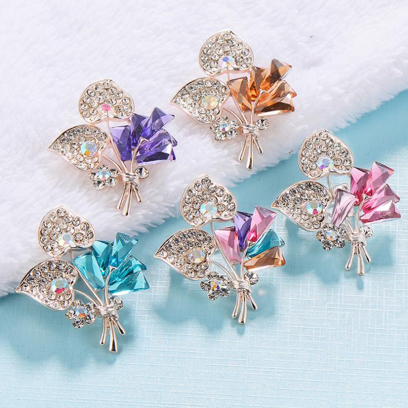 

Pins, Brooches Vintage Multicolor Rhinestone Flower For Women Scarf Fashion Jewelry Wedding Bouquet Brooch Bijouterie Broches Gift