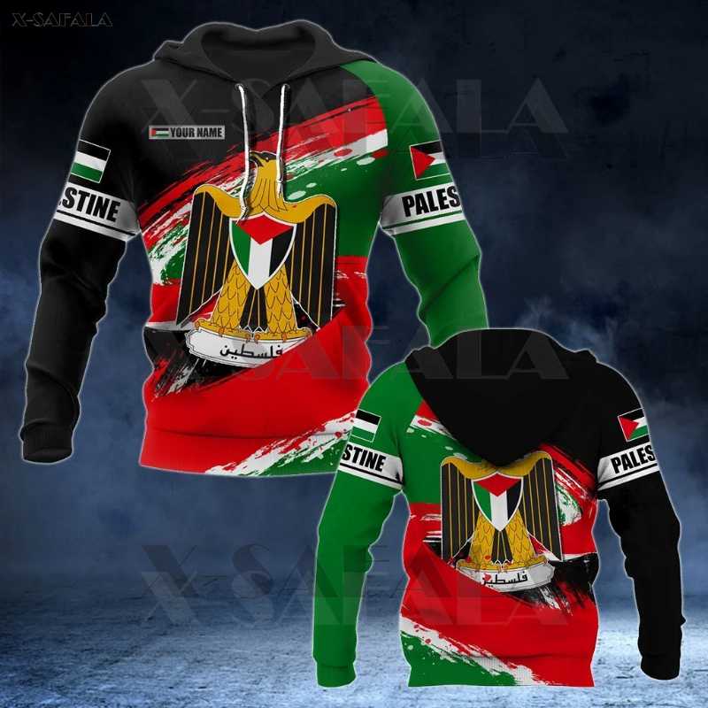 

Men's Hoodies & Sweatshirts PALESTINE COAT OF ARMS PAINT STYLE 3D Printed Zipper Hoodie Man Military Pullover Sweatshirt Hooded Jacket Jerse, Black