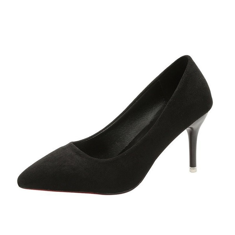 

Thin High Heel Suede Casual Shoes Female New Fashion Women Shoes Woman Pumps Pointed Toe Slip on Sexy Ladies Shoes Plus Size, 3cm